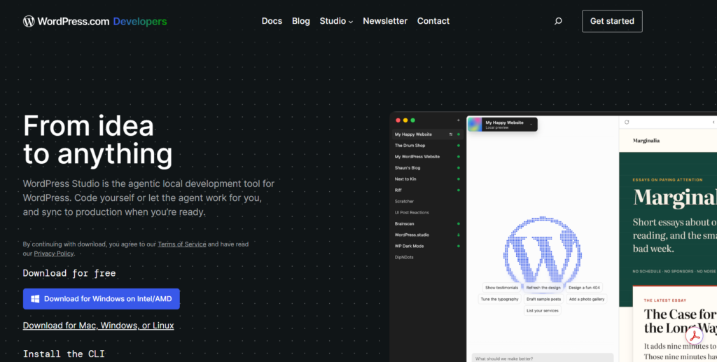 download WordPress Studio from the official website